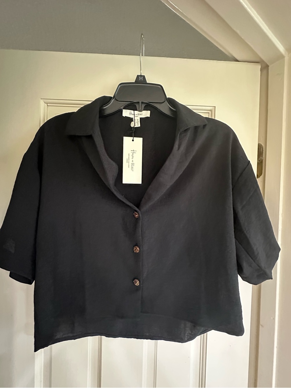 NWT Short Sleeve Crop Button Down